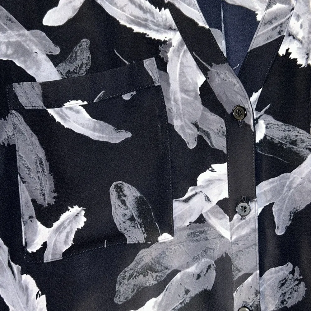 Size M Semi Sheer Feather Button Down Shirt - Image 7