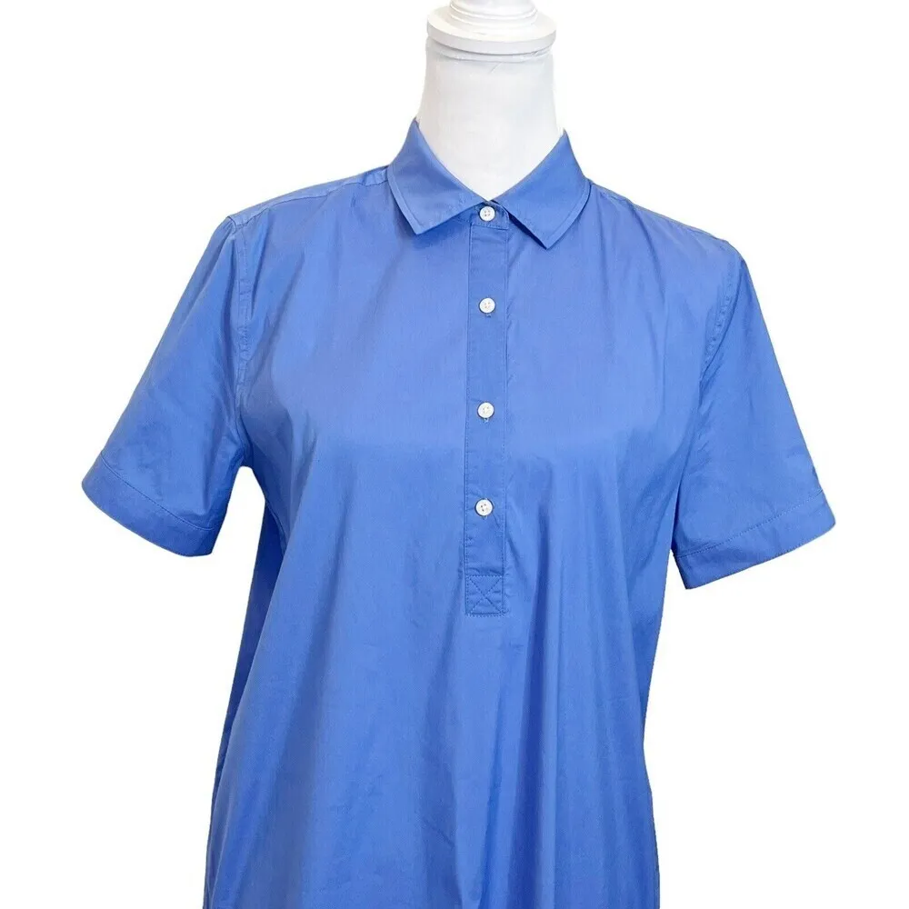 Untuckit Stretch Cotton Popover Presley Shirt Dress Blue Women’s Size Small - Image 3