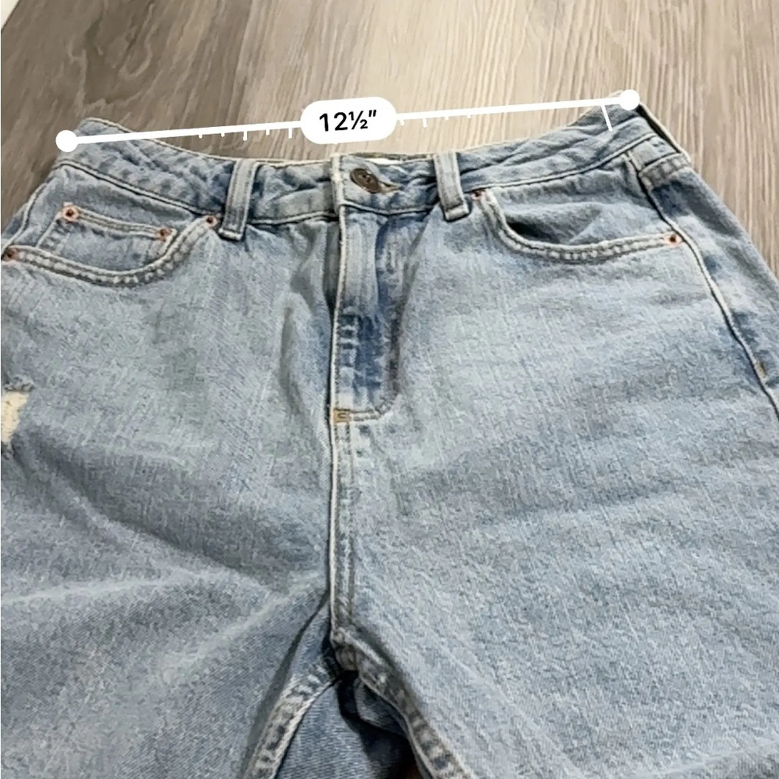 Urban Outfitters BDG Pax High Rise Light Wash Distressed Raw‎ Hem Ankle Jeans 27 - Image 9