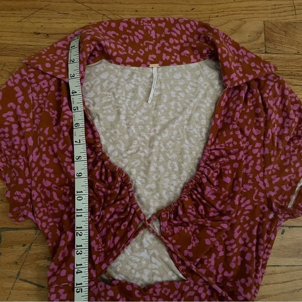 Free People Pink Leopard Mini Dress Size Medium - Image 9