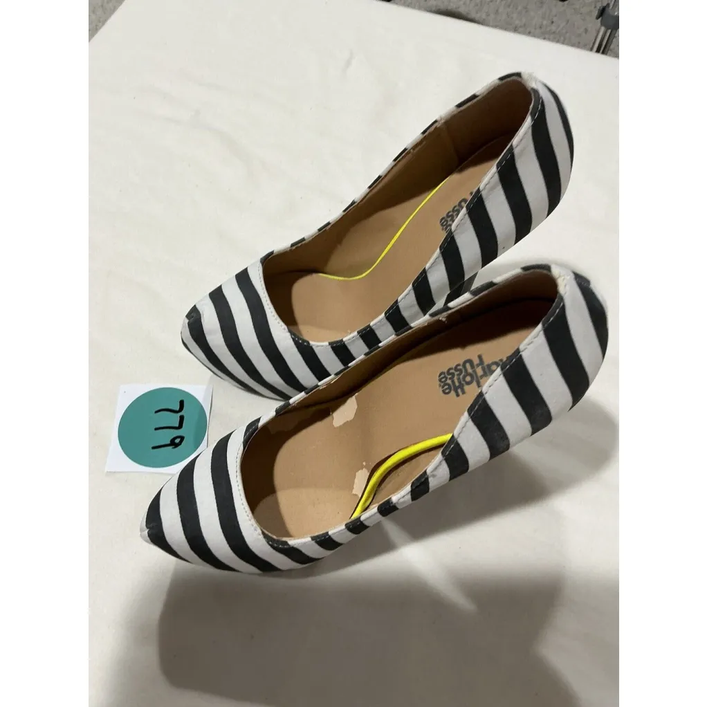 Woman’s Sharlotte Russe Size 6 Black White Stripe Platform Stiletto Heel Shoe - Image 5