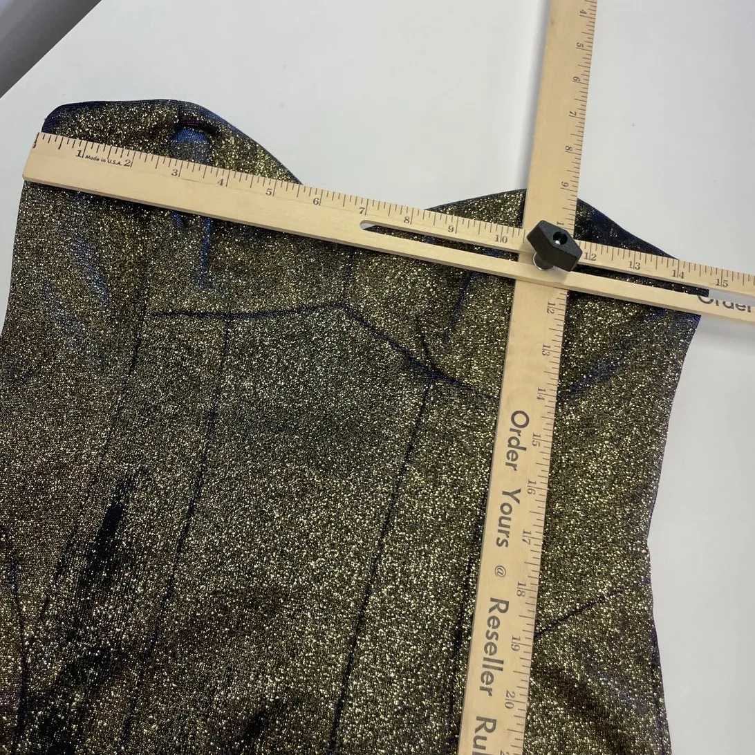 Nicole Miller Dress Womens Small‎ Gold Purple Blue Strapless Iridescent Bustier - Image 6