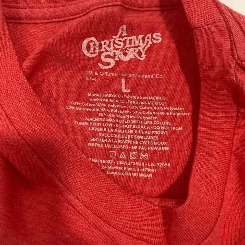 A Christmas Story "I shot my eye out!" T Shirt Red Size L - Image 4