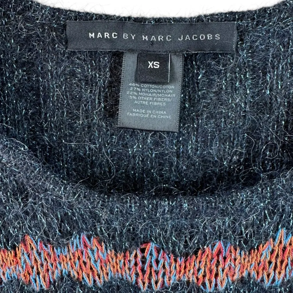 Marc by Marc Jacobs Charcoal/Multicolor Woven Mohair Blend Sweater Size XS - Image 6