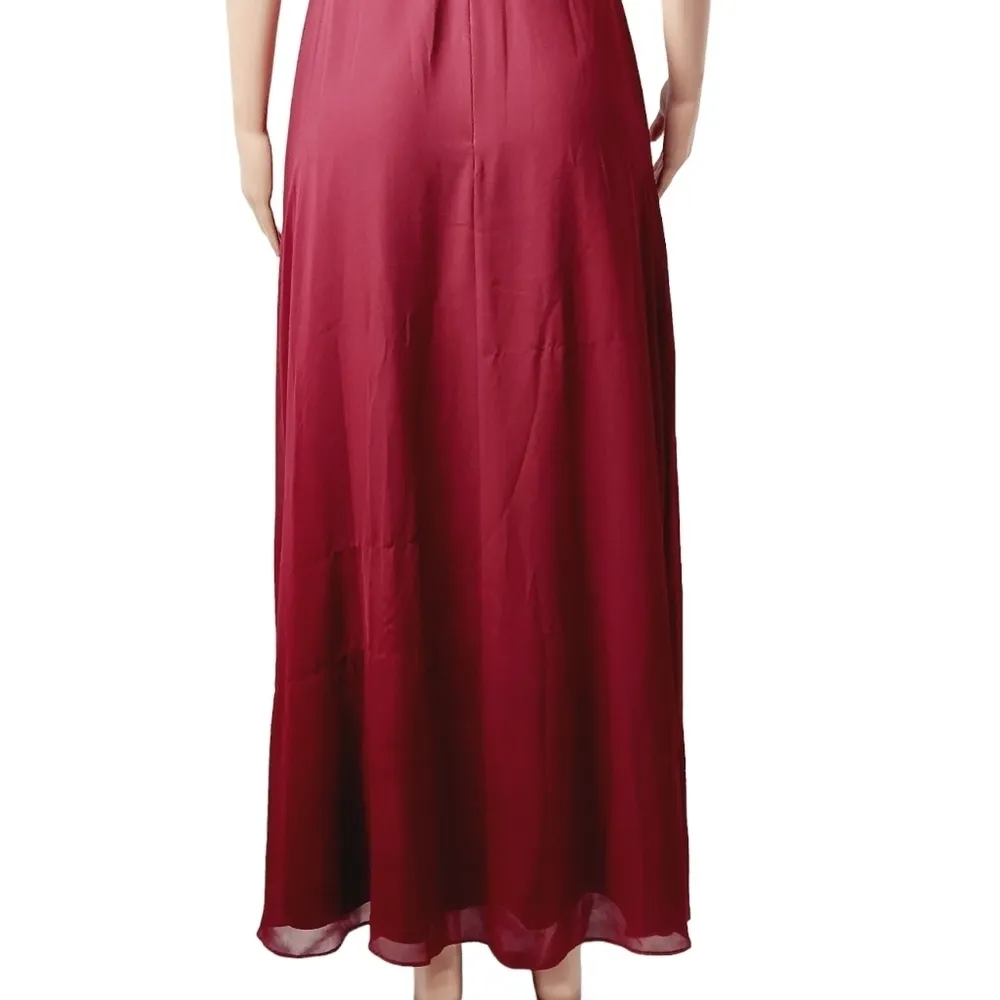 Azazie Avelina Floor Length Dress In Cabernet Size: 4 - Image 9