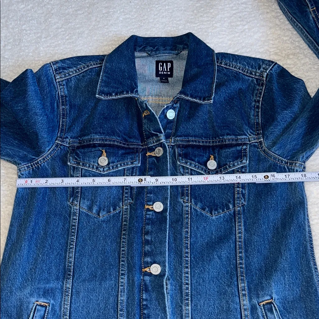 GAP Denim Long Jacket Medium Indigo Blue M - Image 3