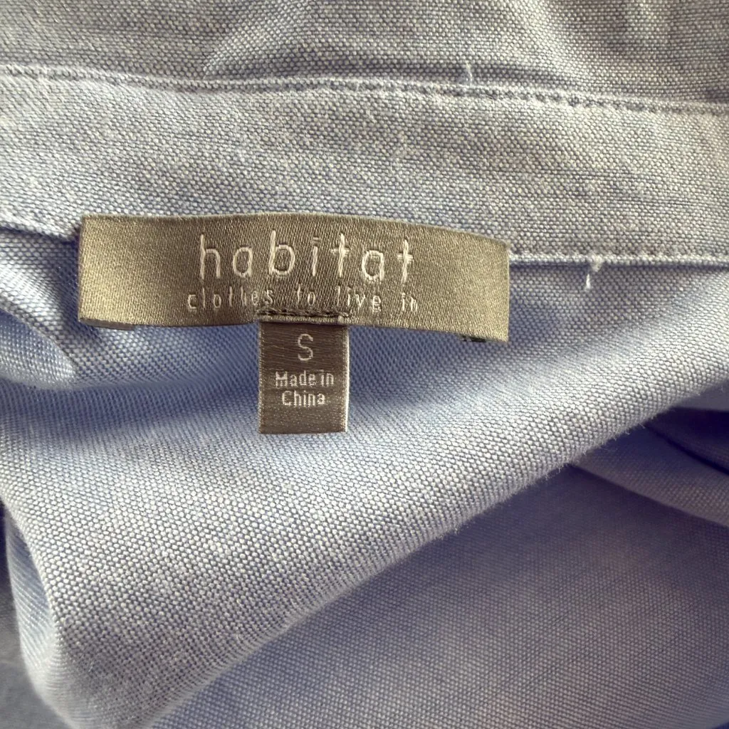 Habitat blue long sleeve collared button down shirt blouse size small - Image 8