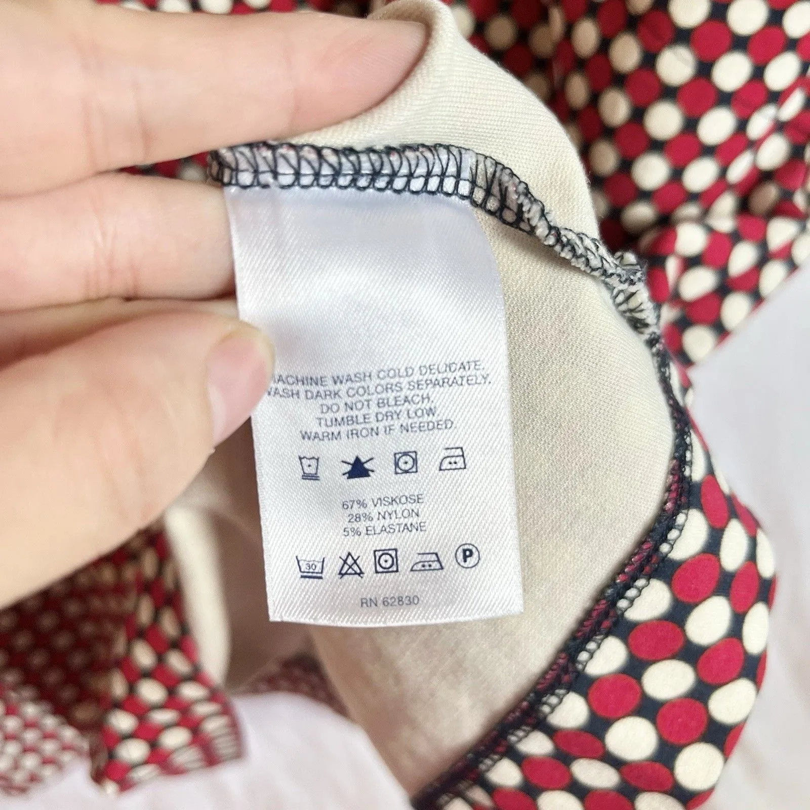 Lands End Dress Womens Sz 16 Red Ponte Polka Dot Sheath Sleeveless Stretch - Image 6