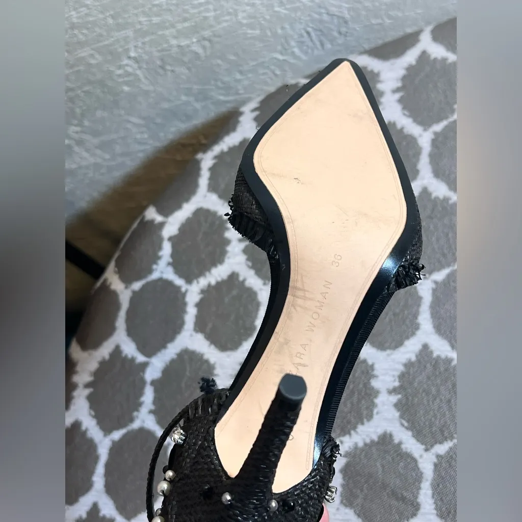 Zara Black Heels Embellished Ankle Strap EU 36 US 5.5 - Image 10