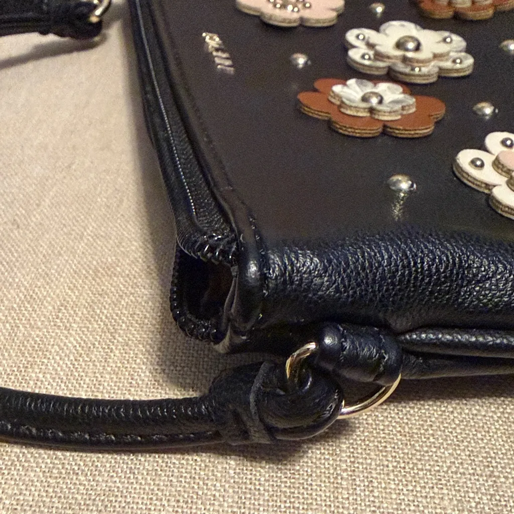 Nine West Black Floral Embellished Wristlet - Image 6