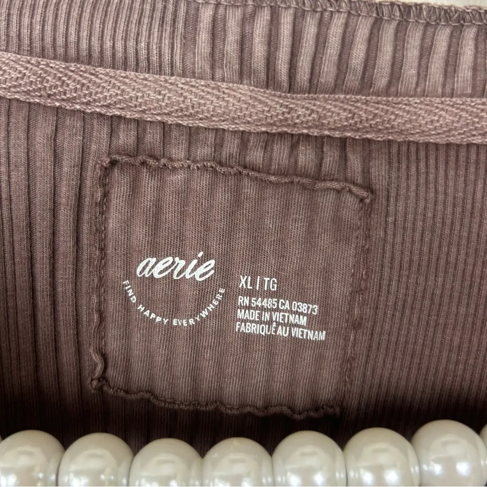 Aerie Road Trip Long Sleeve Henley Ribbed Top Size XL - Image 8