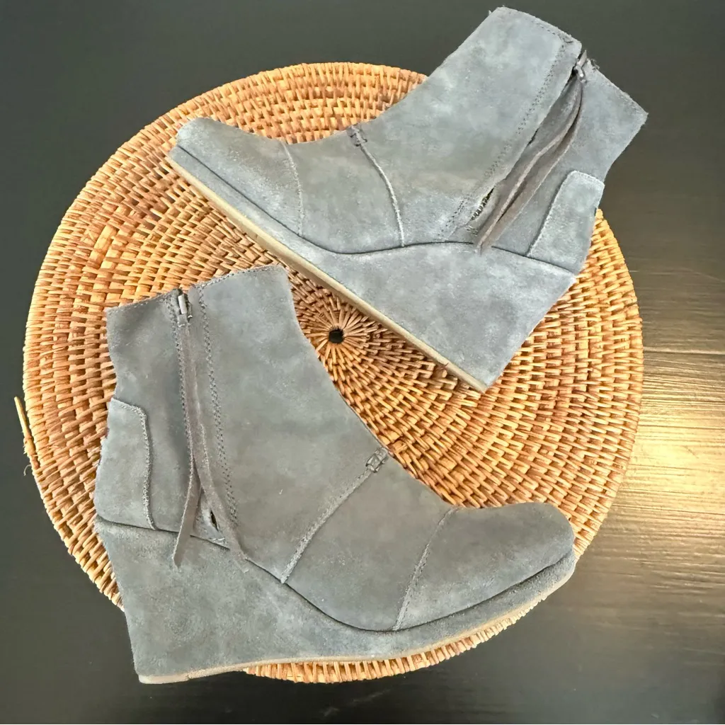 Toms Gray Wedge Ankle Boots - Image 3