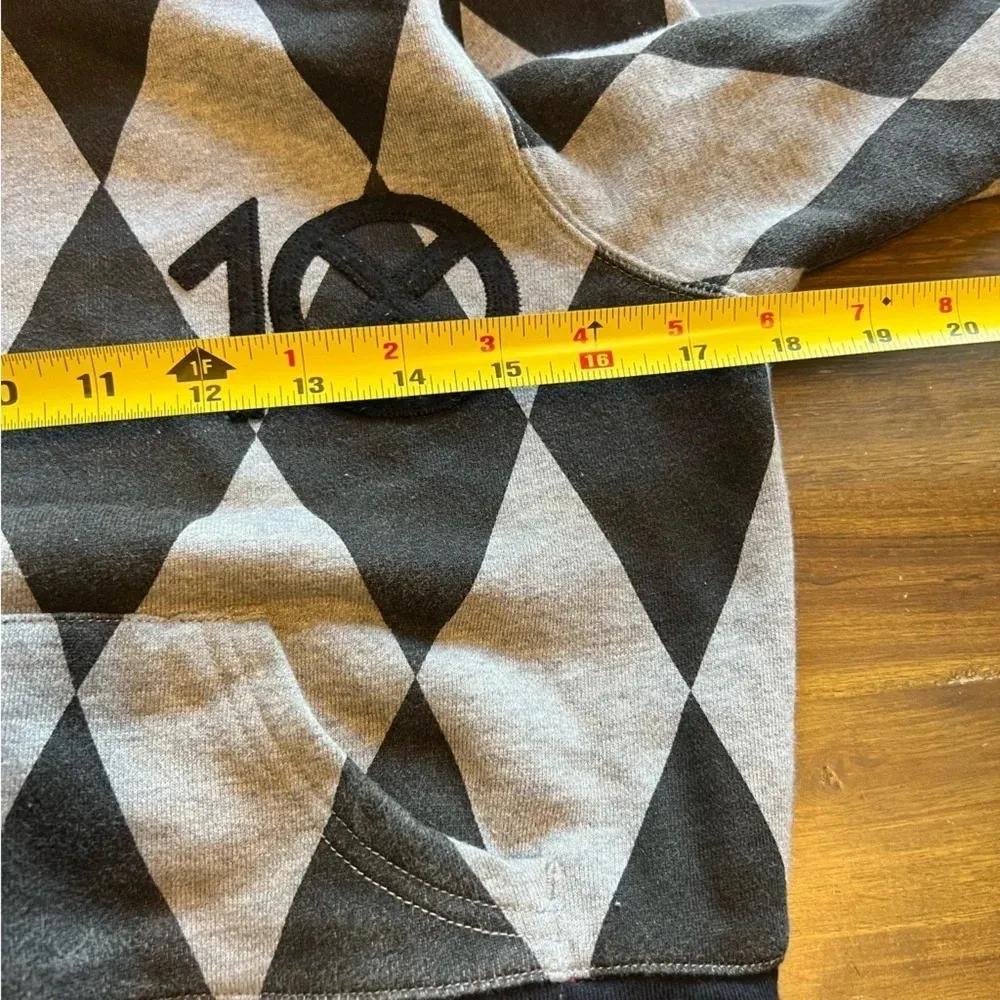 10.Deep Pattern Diamond Zip Up Sweater Hoodie Black Gray Streetwear Small - Image 9