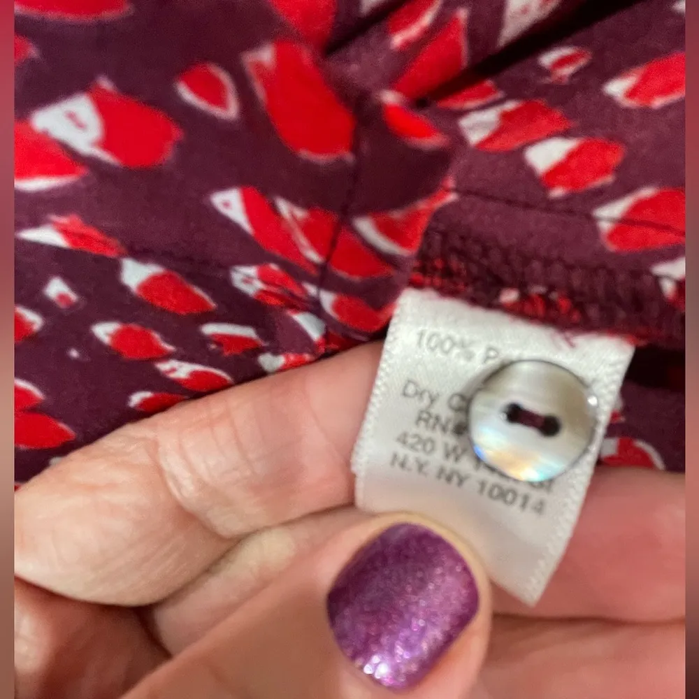 Plum Red Snakeskin Patterned Long Sleeve Lightweight Scoop Neck Button Up Blouse - Image 8