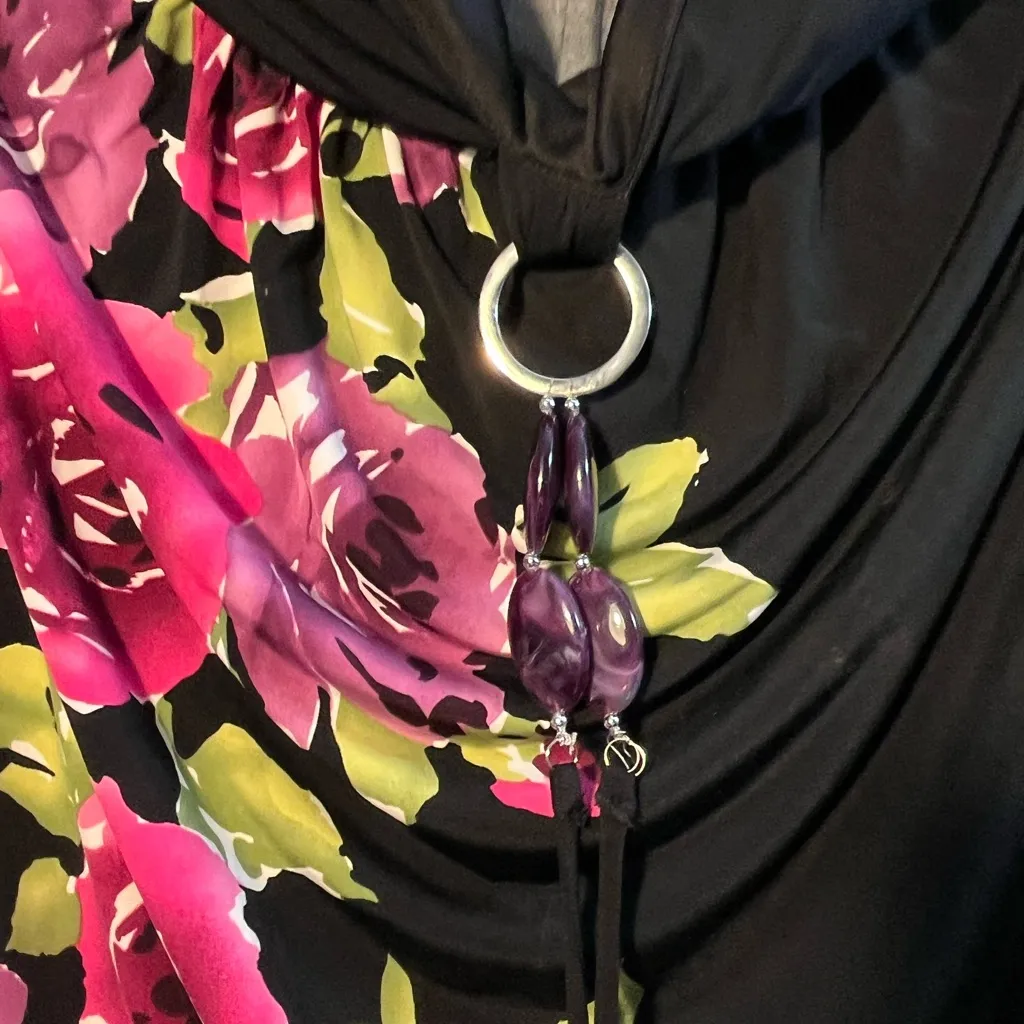 Iz Byer Sleeveless Dress With Build-In Necklace Size M Floral Print Mini Top - Image 4