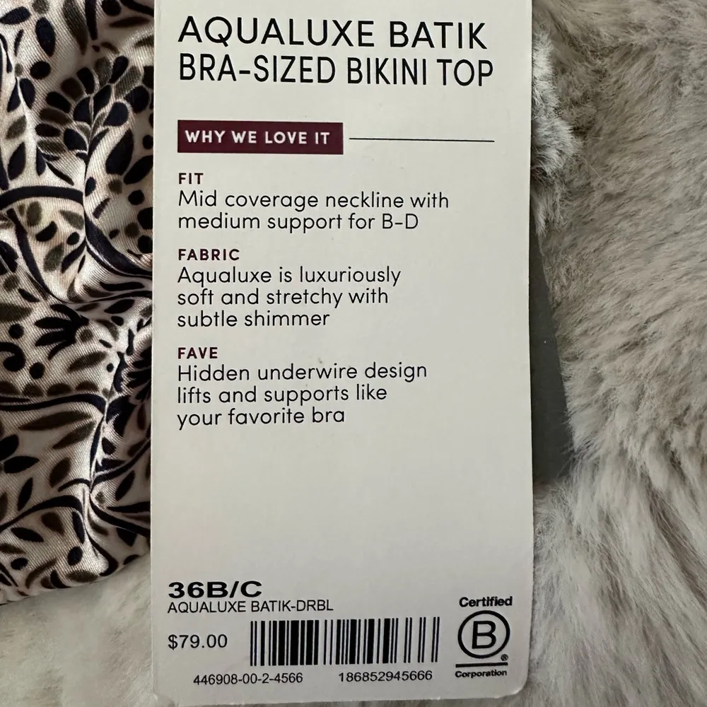 NWT Athleta AQUALUXE BATIK BRA-SIZED BIKINI swim TOP size 36 B/C - Image 7