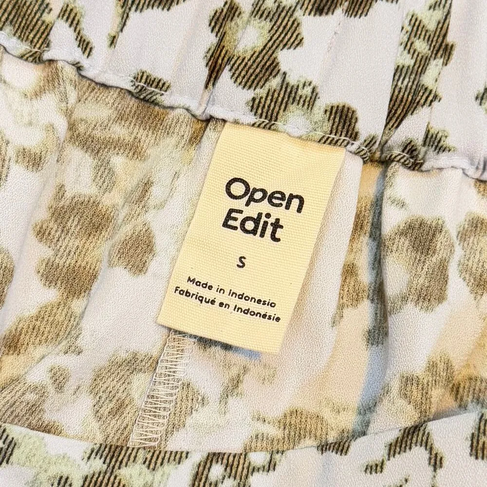 Open Edit Womens Small Olive Blue Cosmic Floral Pull on Pants Printed Abstract - Image 7