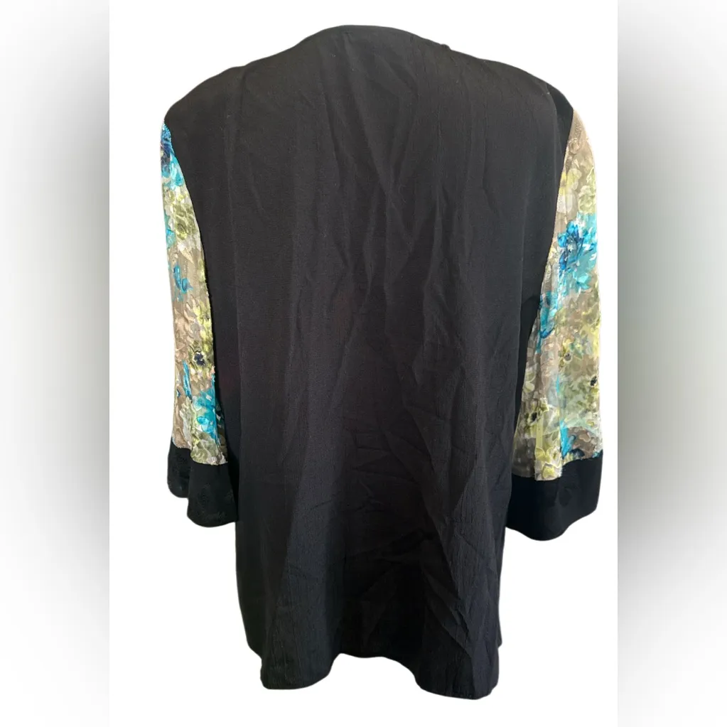 Violet Kay Mixed patchwork Floral Kimono with Black Lace Size L - Image 2