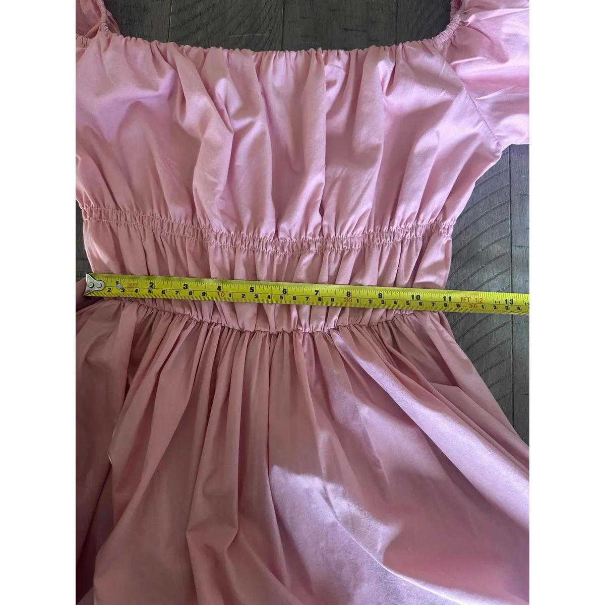 Abercrombie & Fitch Off-The-Shoulder Puff Sleeve Mini Dress Pink Women’s Medium - Image 11