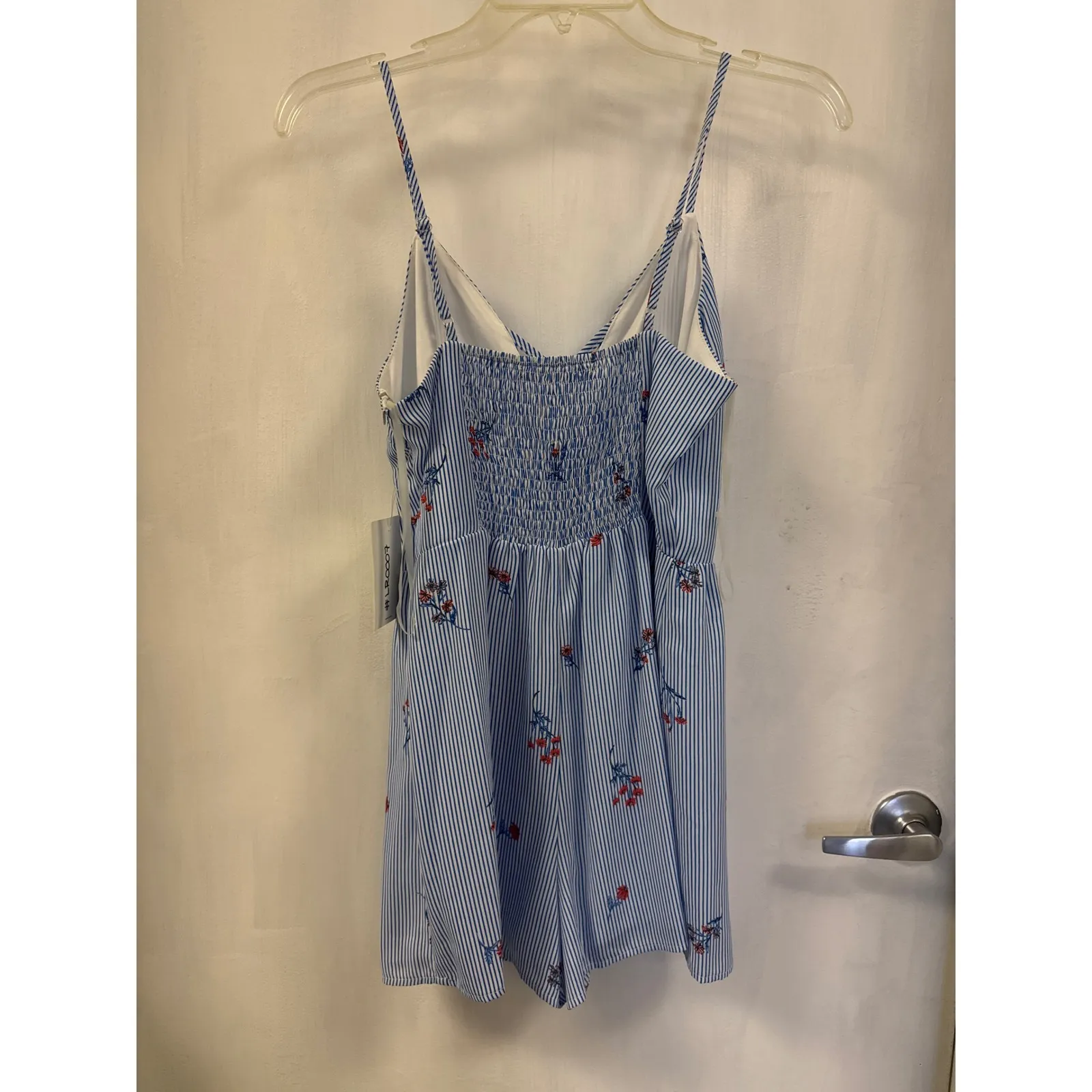 Striped Romper Floral Print‎ Sleeveless Blue White Casual Summer Cute - Image 7