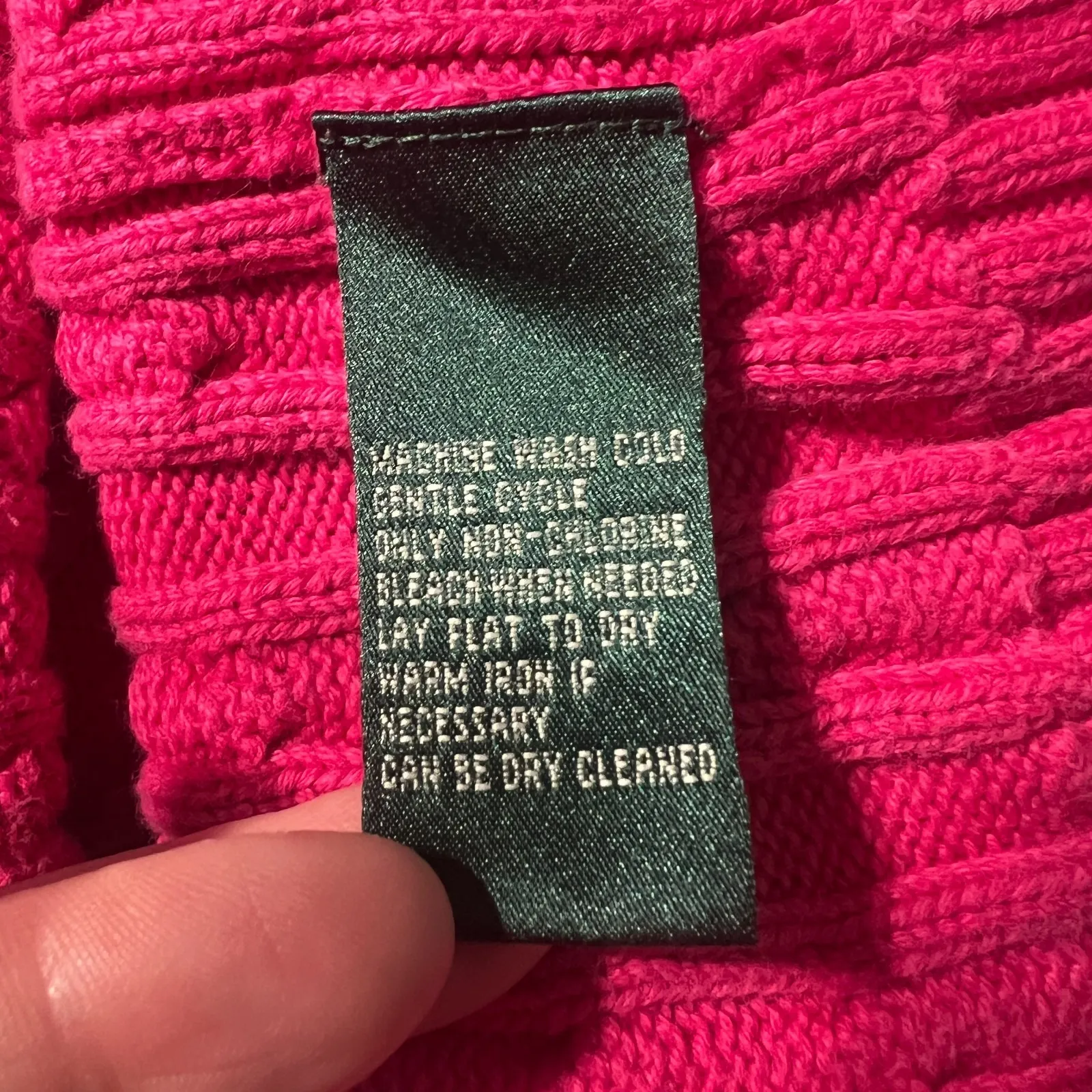 Lauren Ralph Lauren Sweater Women Large Pink Cable Knit Cotton Crewneck Pullover - Image 12