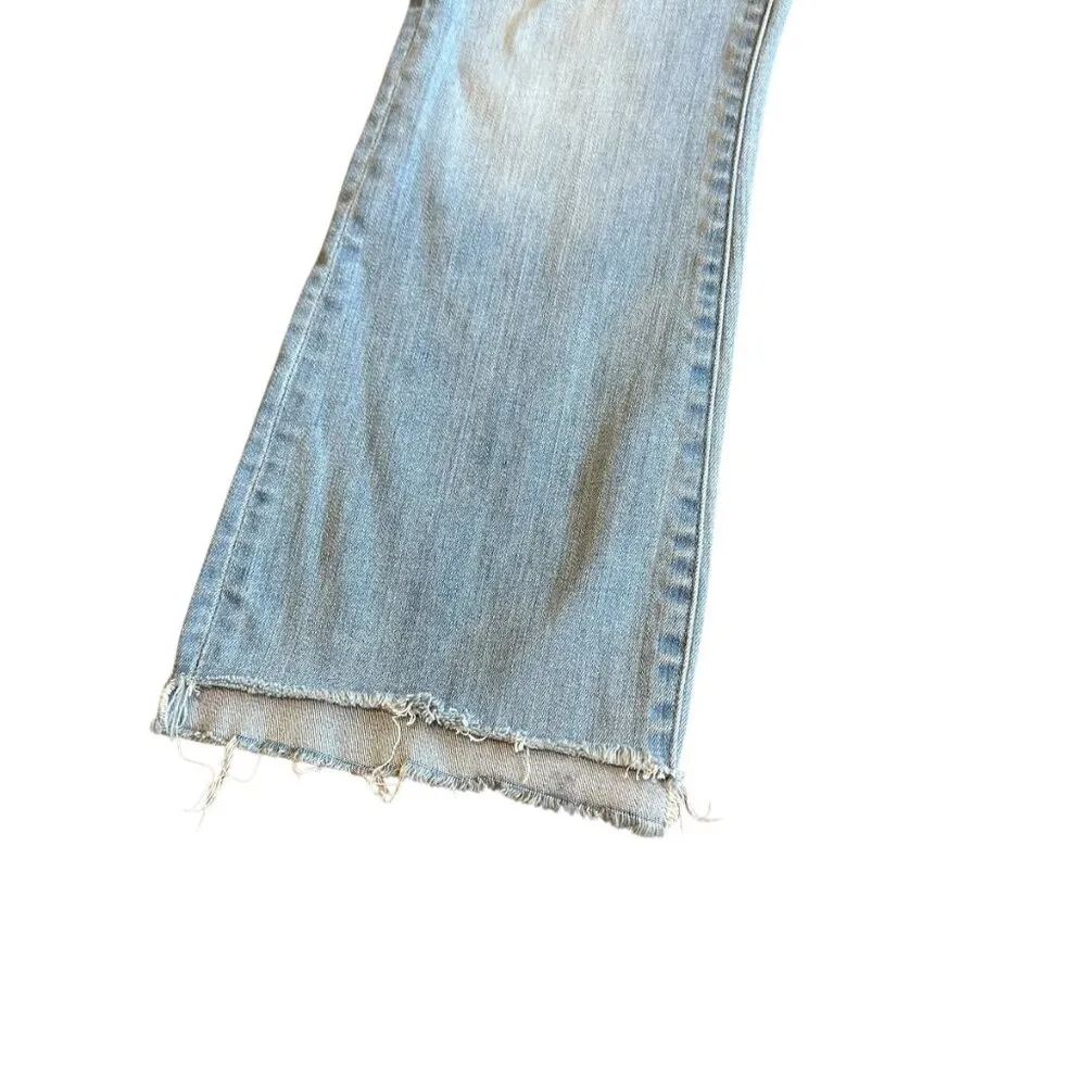 Madewell Cai Demi-Boot Cut Jeans Pants Light Wash High Low Raw Hem Size 26 Women - Image 3