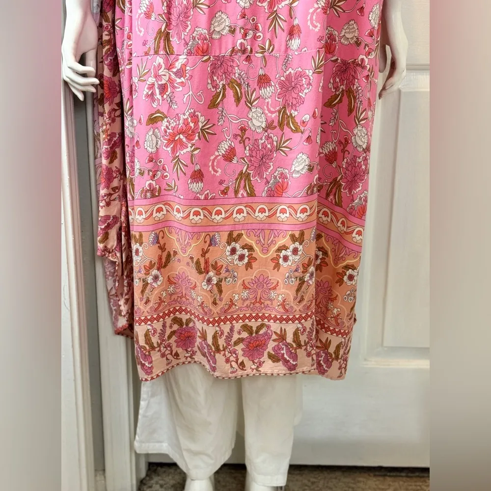 R. Vivimos Floral Pink Kimono Robe Size XL. F47 - Image 8