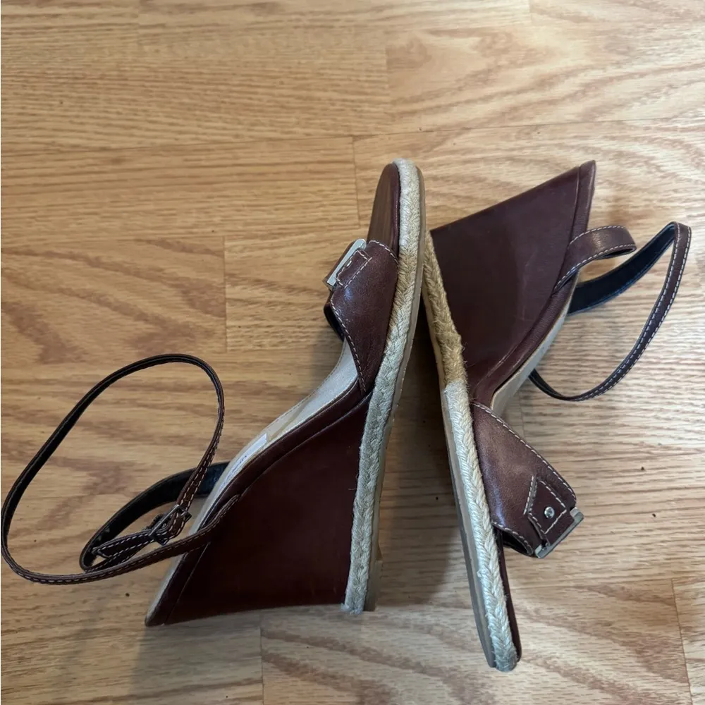 Calvin Klein Catherine Women's Brown Leather  Wedge Sandals size 8 - Image 5