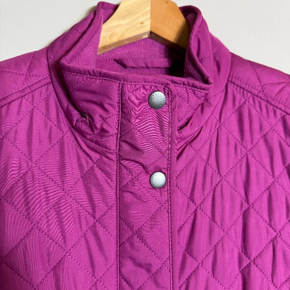 Talbots Diamond Quilted Riding Puffer Vest Women's Medium Purple Fleece Lined - Image 7