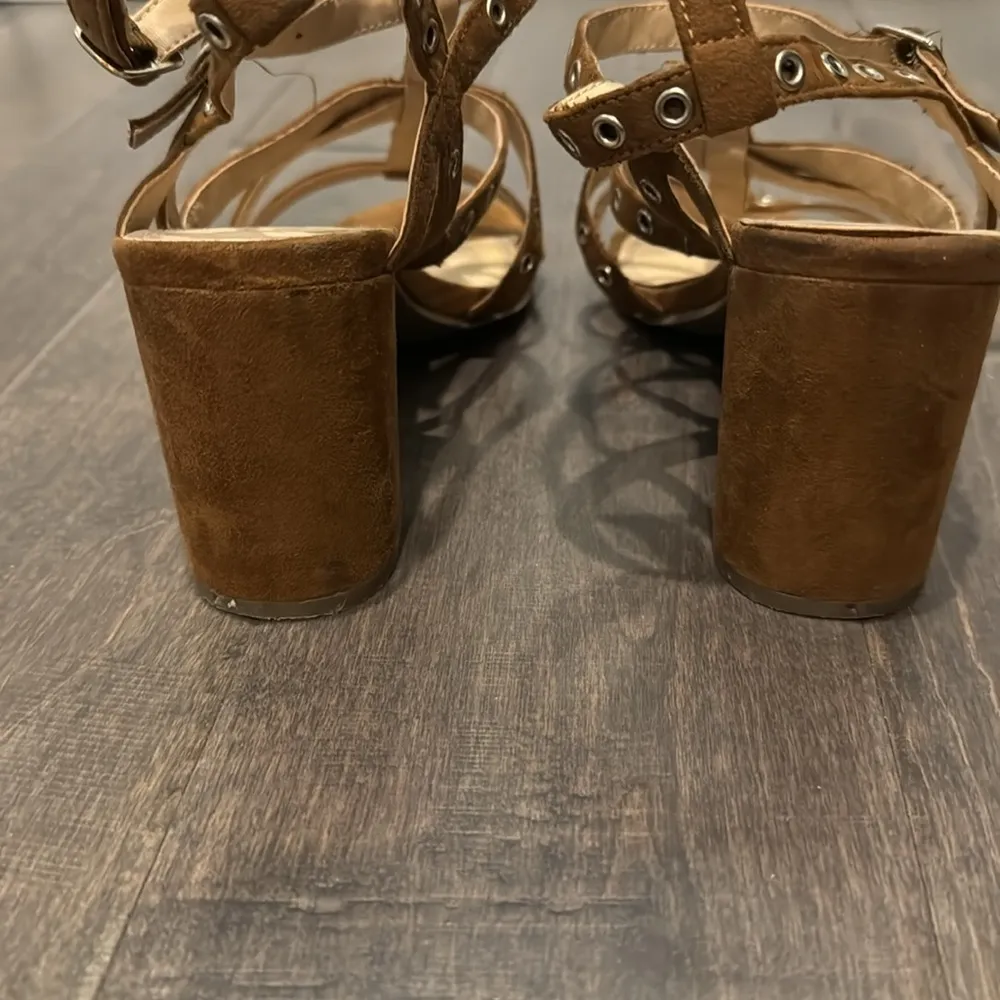 Sugar Rock N Roll Studded Gladiator Heels Brown 3.25” Size 8.5M - Image 4