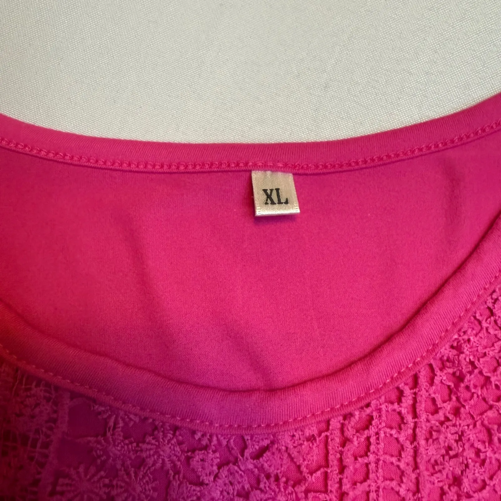 Shein Set/2 Crochet Top, Women's Pink Knit Blouse, Casual NWOT Short Sleeve XL # - Image 4