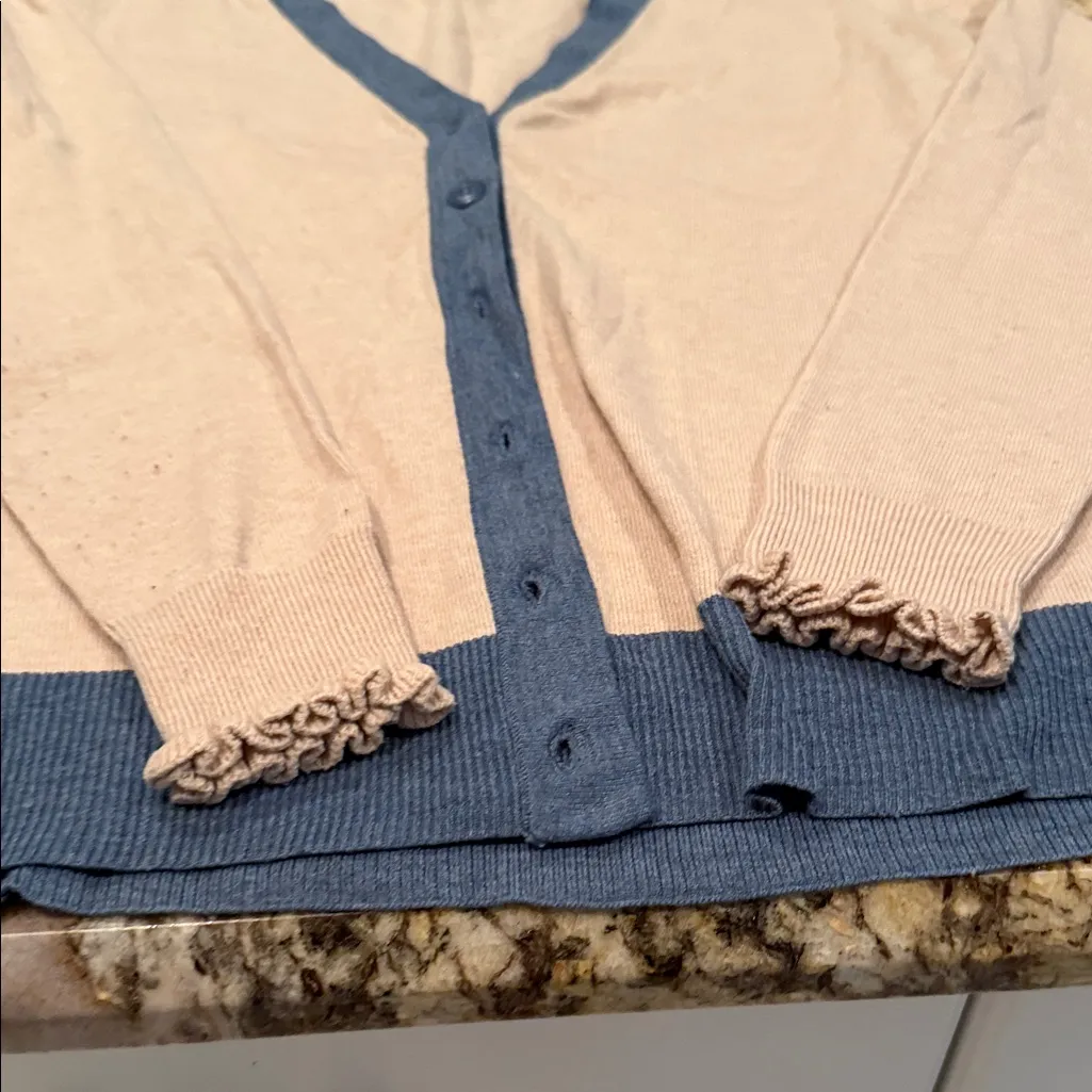 Candace Cameron Bure Beige and Blue Cardigan Sweater Tan Size XS - Image 6