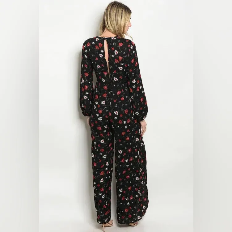 BLACK FLORAL JUMPSUIT - Image 2
