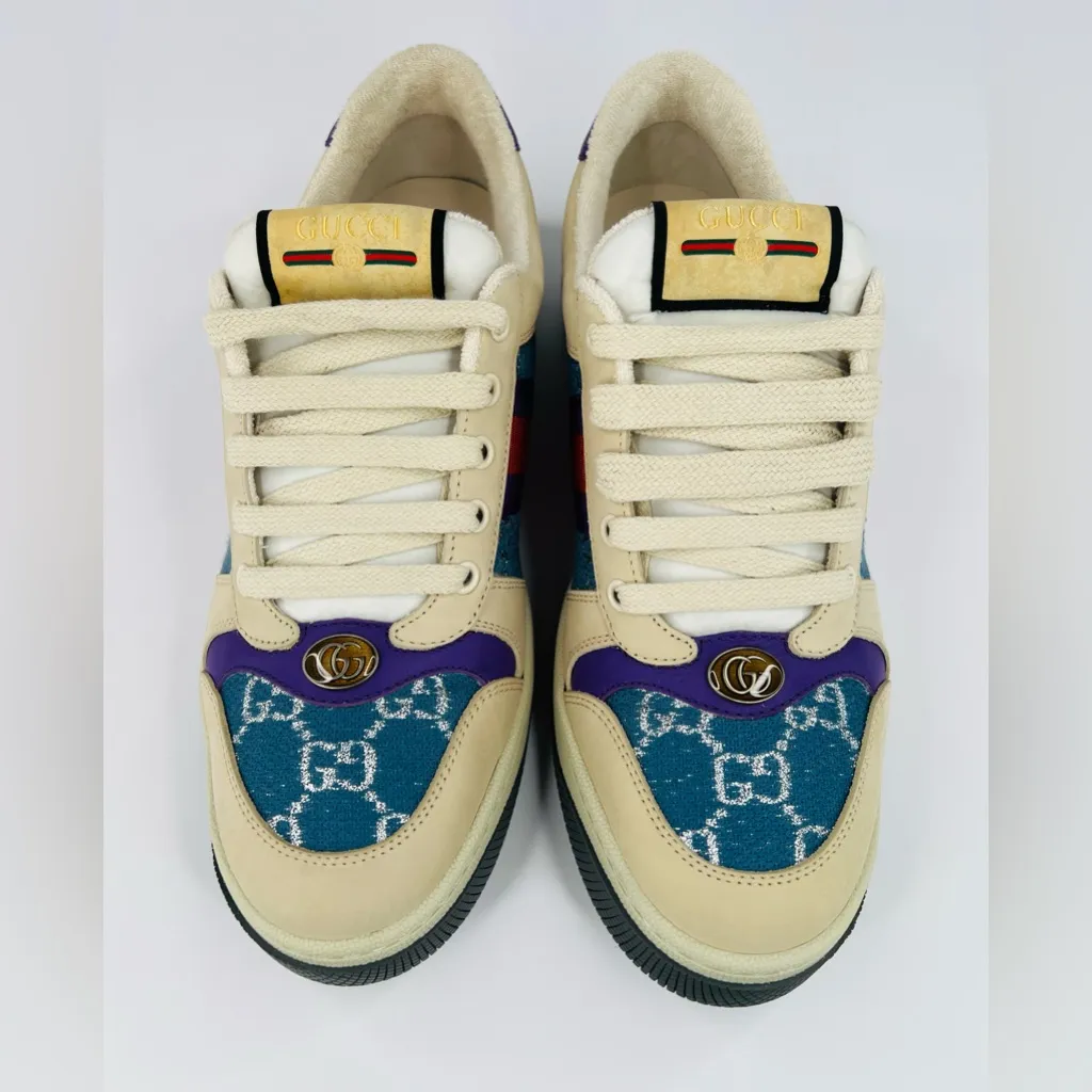 Gucci Screener Ace Women's GG Sylvie Web Enamel Logo Supreme Sneakers EU 40.5 - Image 6