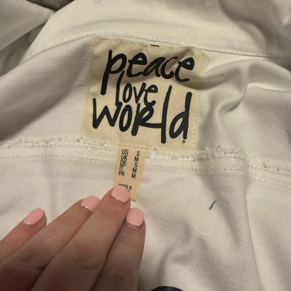 Peace Love World White Jean Jacket - Image 9