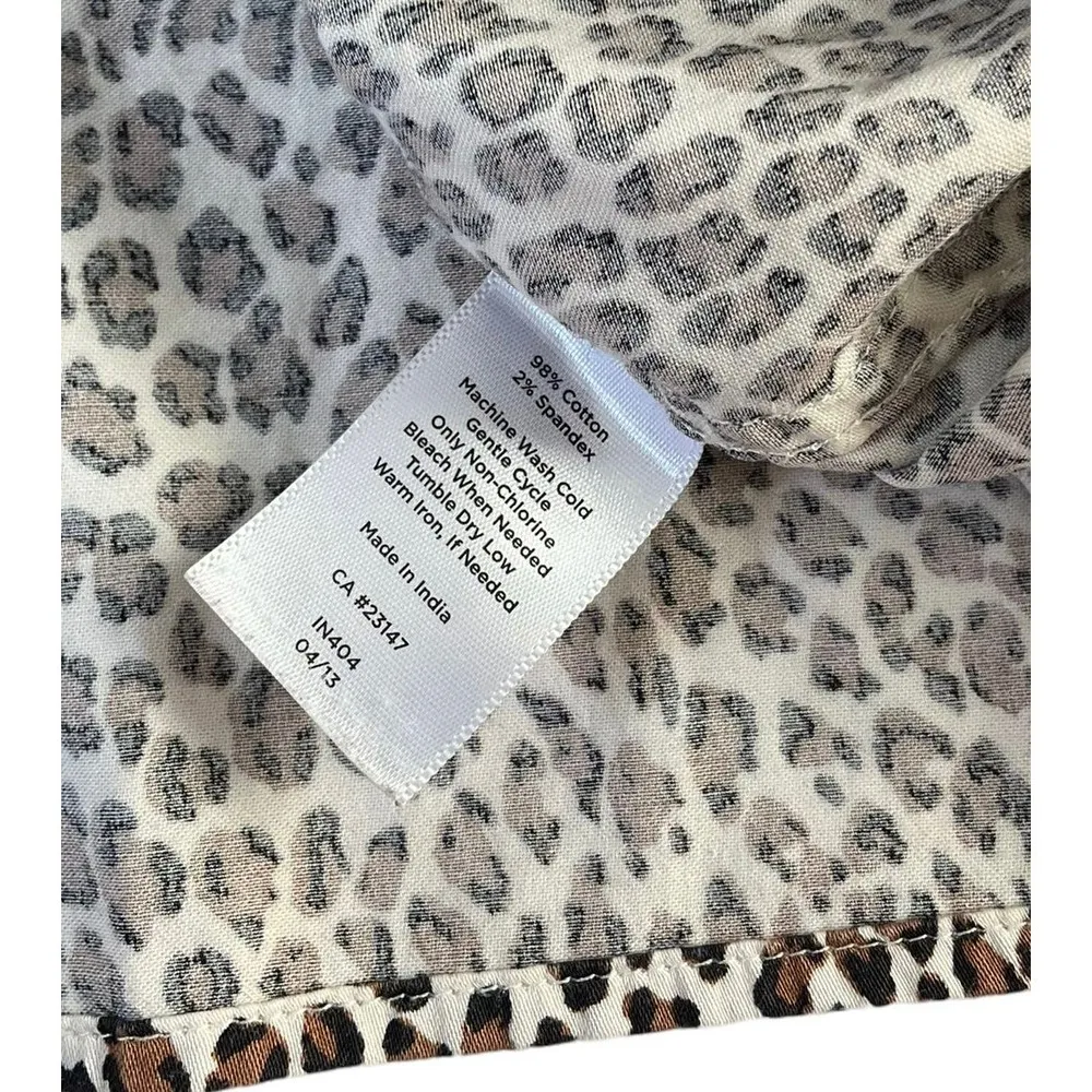 Talbots Brown Animal Print Collared Long Sleeve Button Up Shirt Size 14 | 47-35 - Image 3