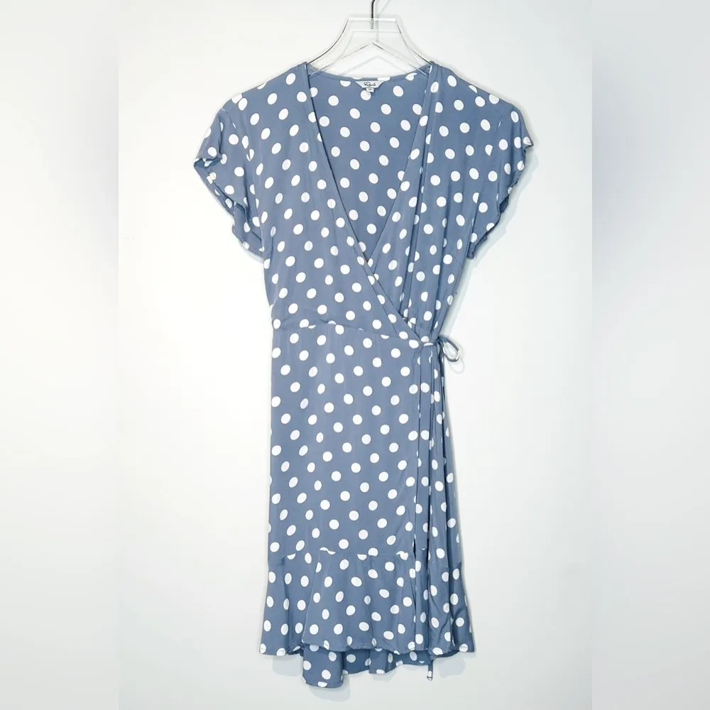 Rails Leanne Periwinkle Blue White Polka Dot Wrap Dress Size XS - Image 13