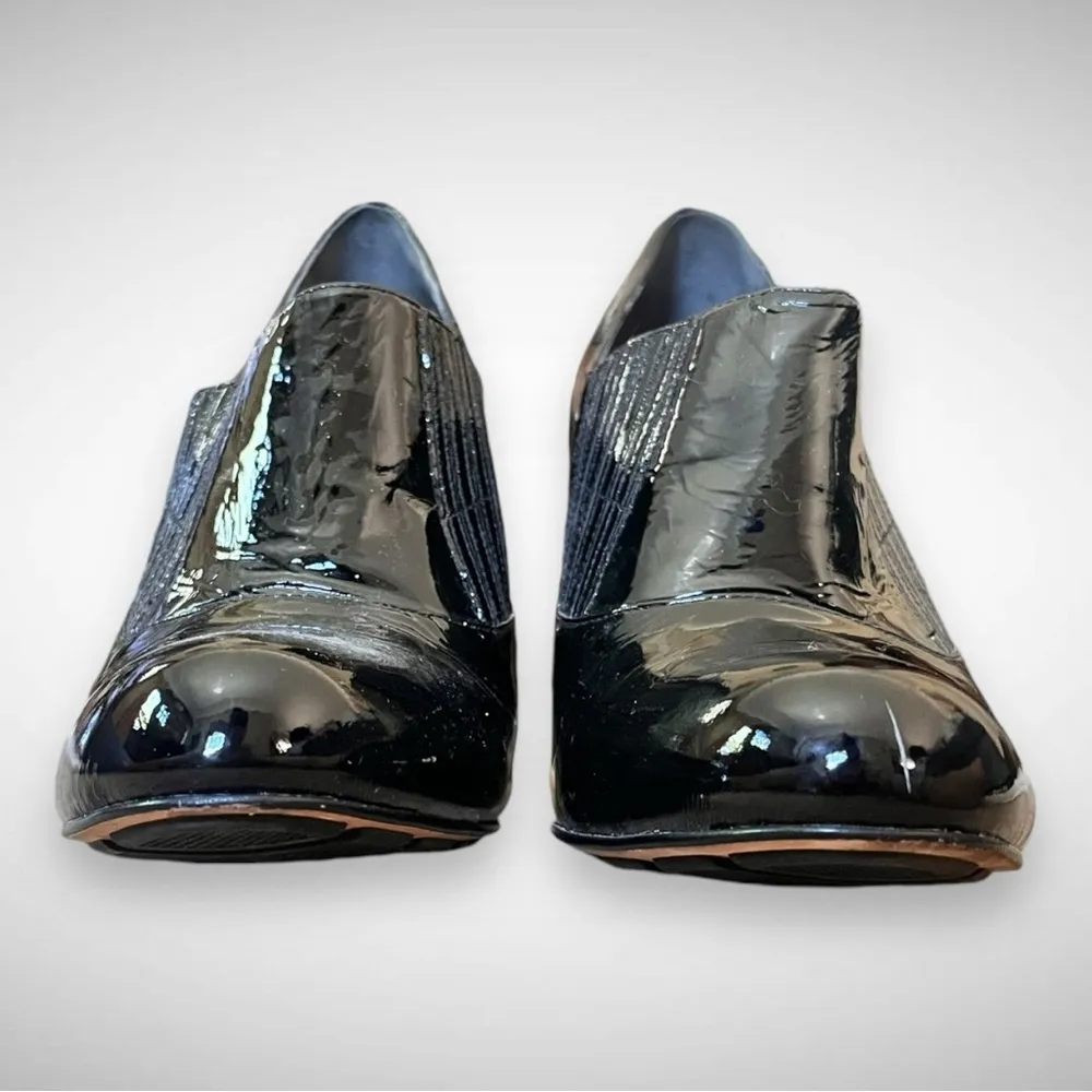 COLE‎ HAAN X NIKE AIR Women's Black Patent Leather Ankle Boots With Heel Size 9B - Image 4