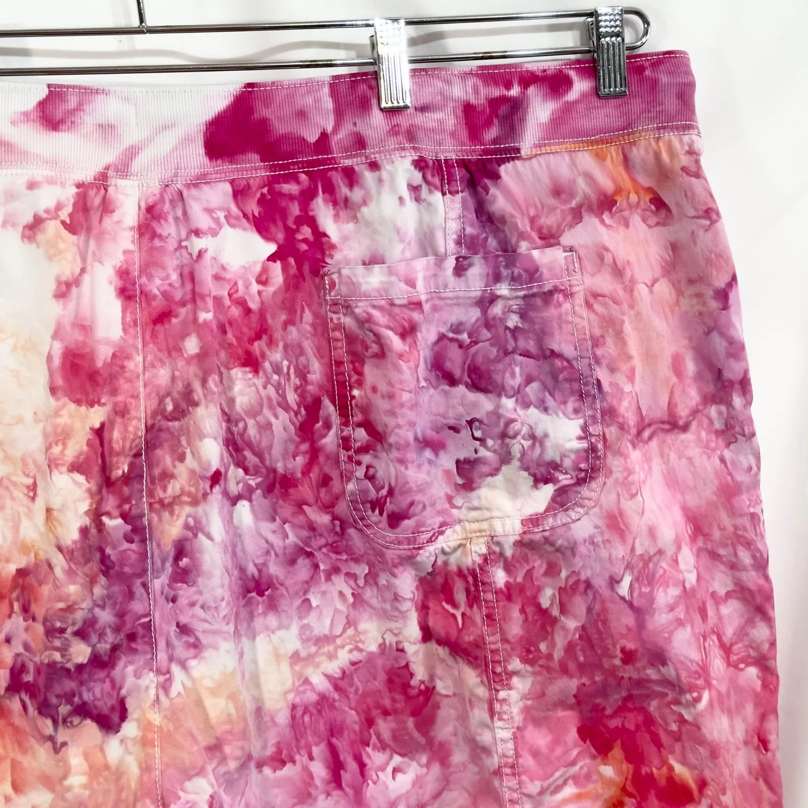 Terra Sky Plus Size 4X Cargo‎ Shorts Handmade Tie Dye 28W 30W Hot Pink Peach 953 - Image 11