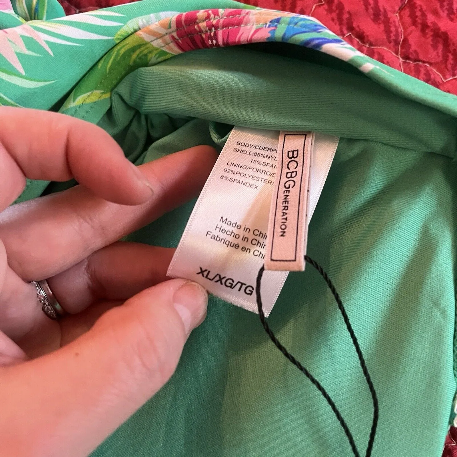 BCBGeneration Women's Green 1pc Swimsuit Knot Front Cut Out Bathing Suit XL - Image 14