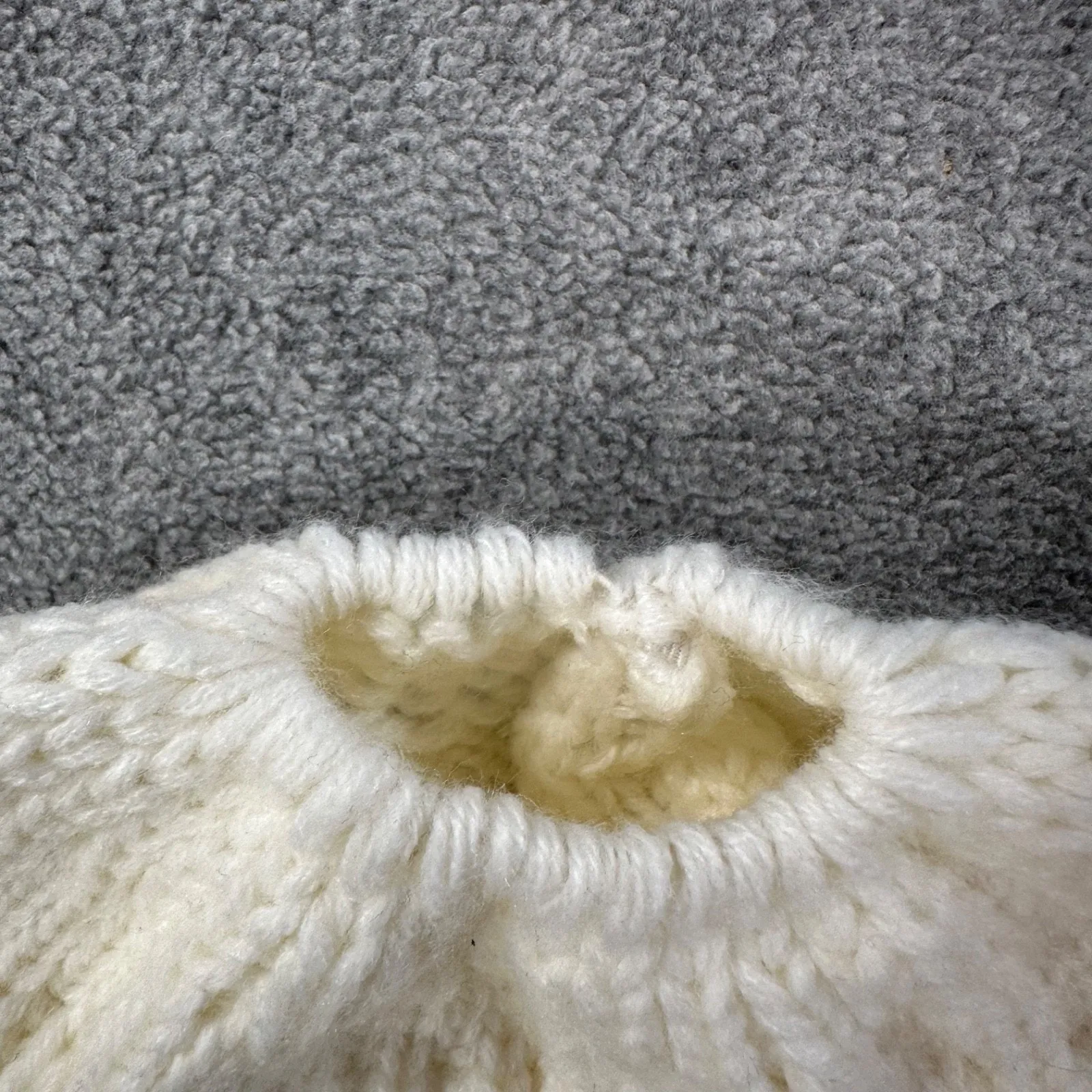 C.C. Cream Beanie Hat Winter Ponytail Hole Ribbed Knit - Image 2