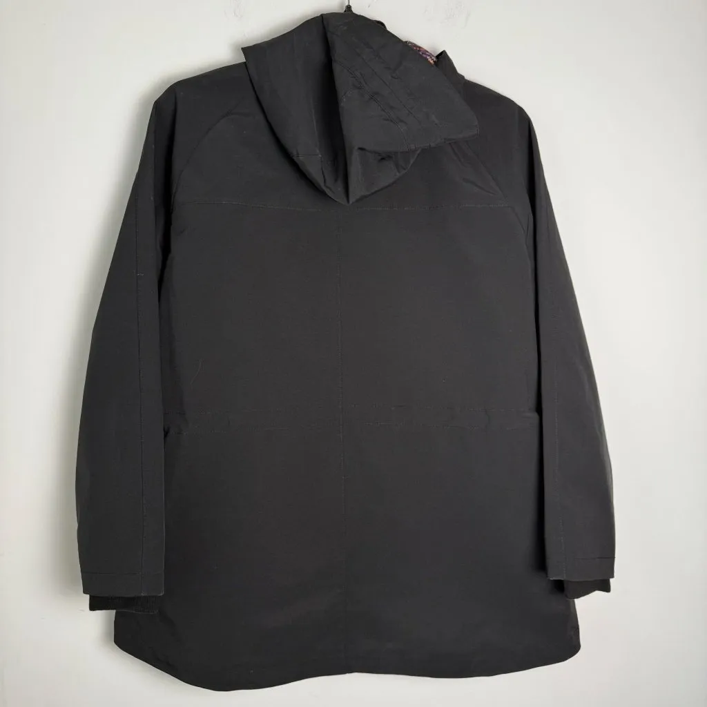 Pendelton Womens Hooded Raincoat Waist Cinch Aztec Lining Black XL Outdoors - Image 3