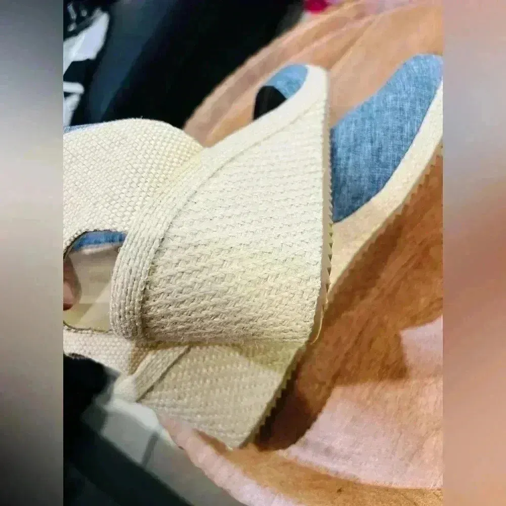 ANNE KLEIN Womens Denim Zoey Closed-Toe Slip-On Espadrille Wedge Sandals - Image 9