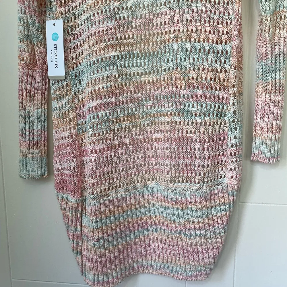 RD Style NEW Pastel Sonole Open Stitch Yarn Knit Cardigan Sweater ~ NWT Size S - Image 9