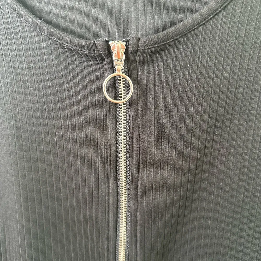 Derek Heart Sweater Womens Large Black Ribbed Full Zip Boat Neck Long Sleeve Y2K - Image 3