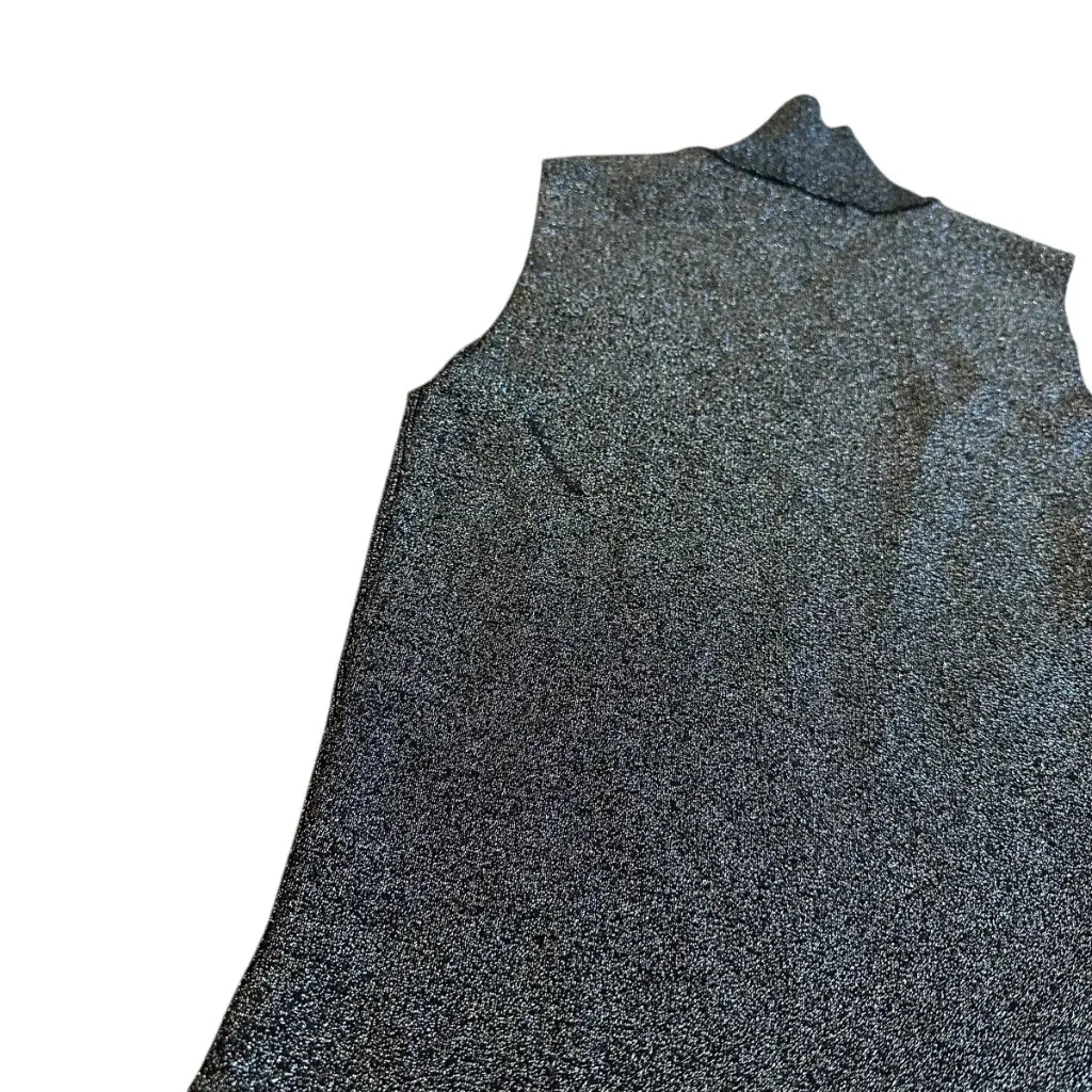 House of Harlow 1960 Silver Glitter Sheath Dress Mock Neck Party Size Small - Image 8