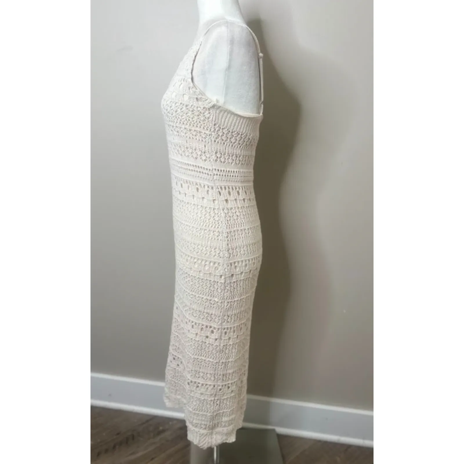 Freshman 1996 Dress M Boho Babydoll Y2K Fairy Cottagecore Crochet Maxi Sweater Size M - Image 3