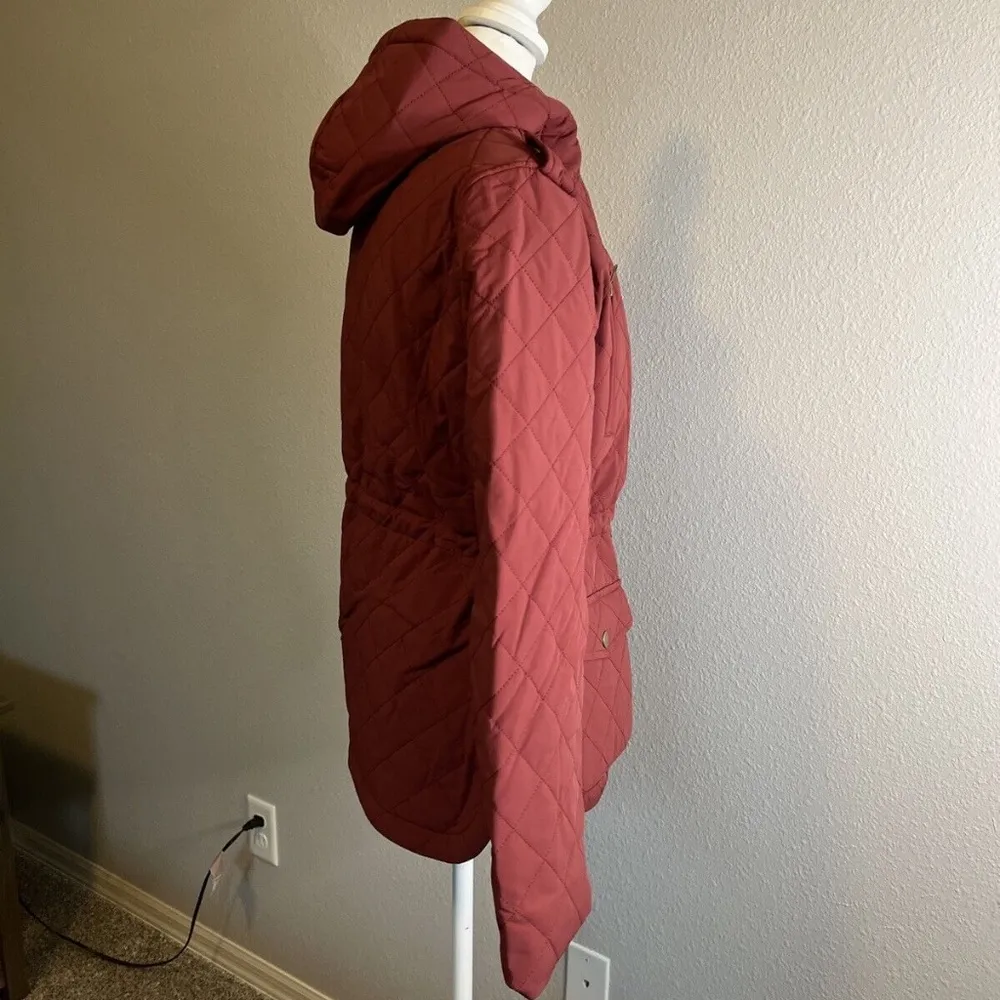 Eden Society Quilted Jacket Hooded Sherpa Fleece Lined Red Women Size Small NWT - Image 2