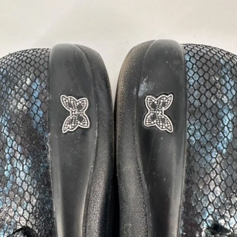 Alegria Women's Kar-468X Snakeskin Leather Oceanic Clog Shoes Black Blue Size 43 - Image 5