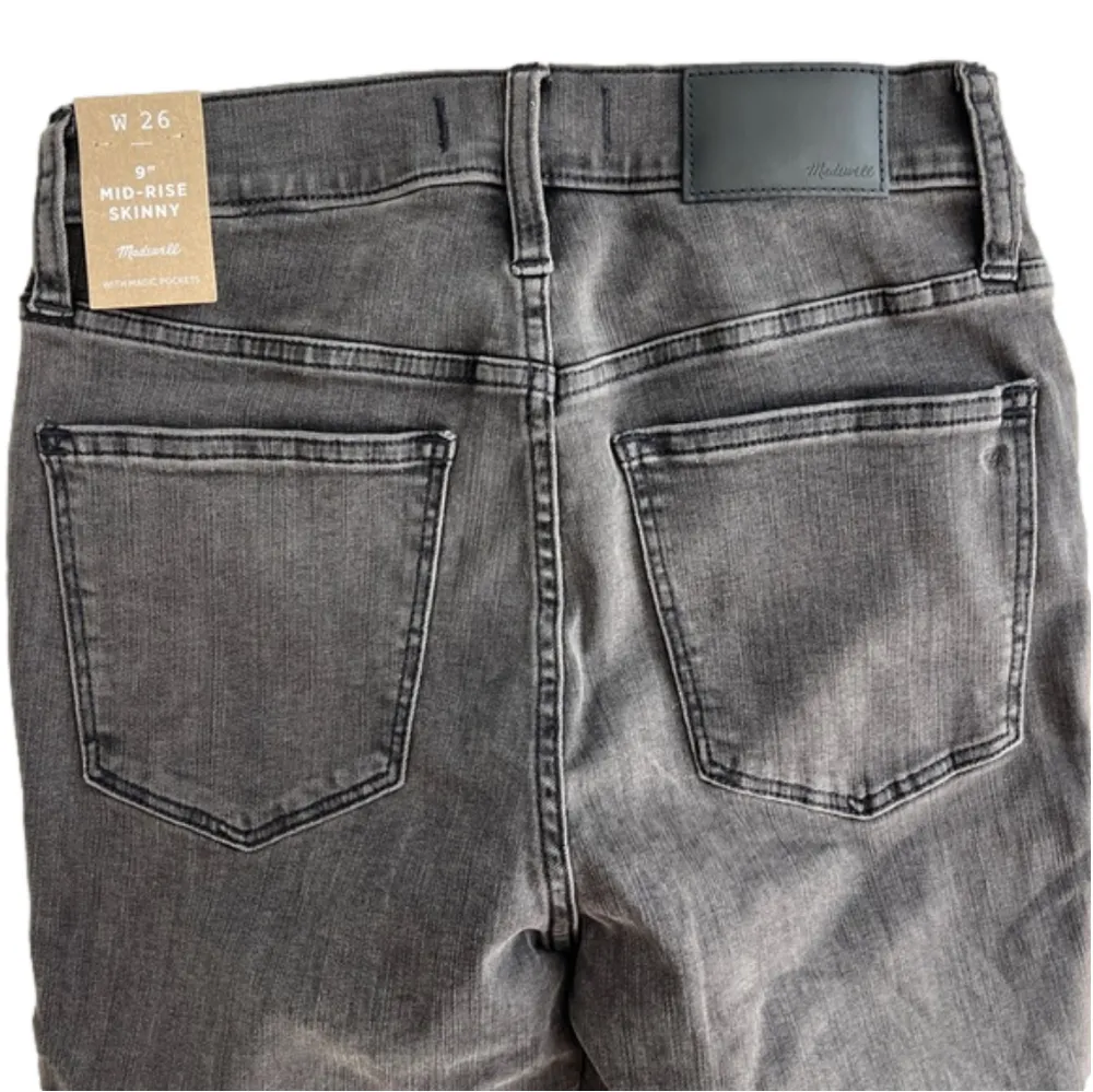 Madewell 9” Midrise Skinny Black Ankle Jeans Raw Hem NEW w/Tags size 26 - Image 10